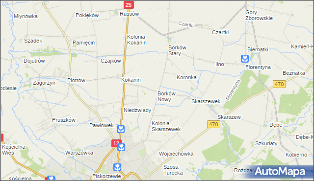 mapa Borków Nowy, Borków Nowy na mapie Targeo