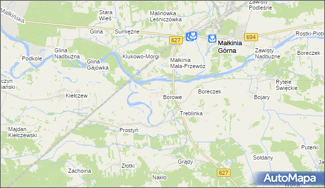 mapa Borowe gmina Małkinia Górna, Borowe gmina Małkinia Górna na mapie Targeo