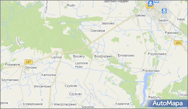 mapa Brodziszewo, Brodziszewo na mapie Targeo