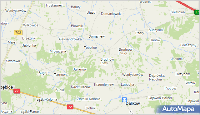 mapa Brudnów Piąty, Brudnów Piąty na mapie Targeo