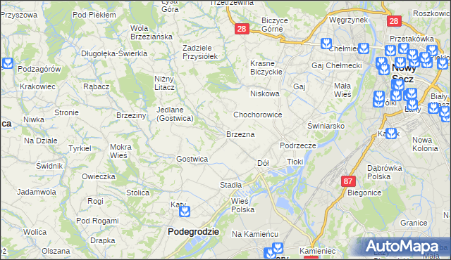 mapa Brzezna, Brzezna na mapie Targeo