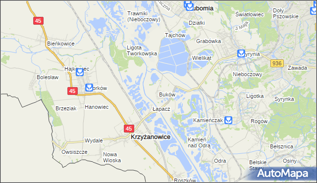 mapa Buków gmina Lubomia, Buków gmina Lubomia na mapie Targeo