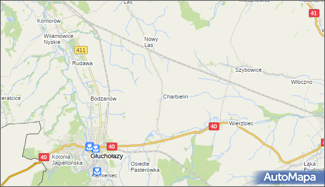 mapa Charbielin gmina Głuchołazy, Charbielin gmina Głuchołazy na mapie Targeo