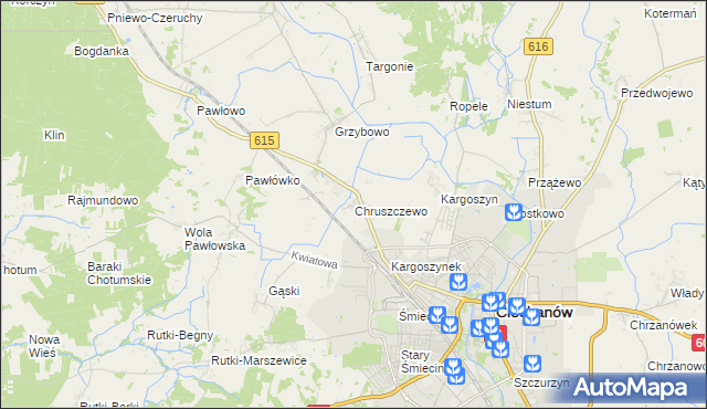 mapa Chruszczewo, Chruszczewo na mapie Targeo