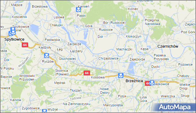 mapa Chrząstowice gmina Brzeźnica, Chrząstowice gmina Brzeźnica na mapie Targeo