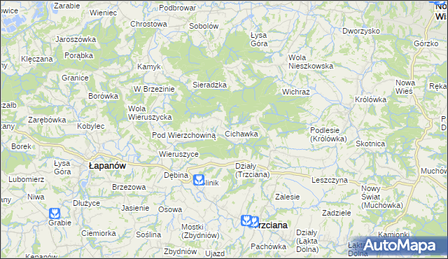 mapa Cichawka, Cichawka na mapie Targeo