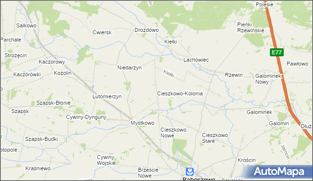 mapa Cieszkowo-Kolonia, Cieszkowo-Kolonia na mapie Targeo