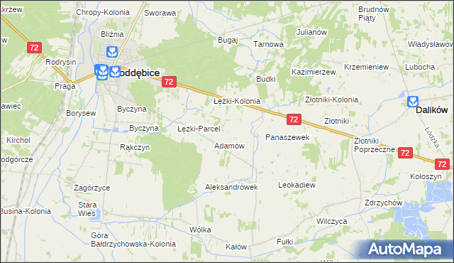 mapa Ciężków gmina Poddębice, Ciężków gmina Poddębice na mapie Targeo