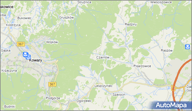 mapa Czarnów gmina Kamienna Góra, Czarnów gmina Kamienna Góra na mapie Targeo