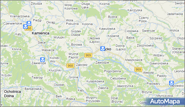 mapa Czerniec gmina Łącko, Czerniec gmina Łącko na mapie Targeo