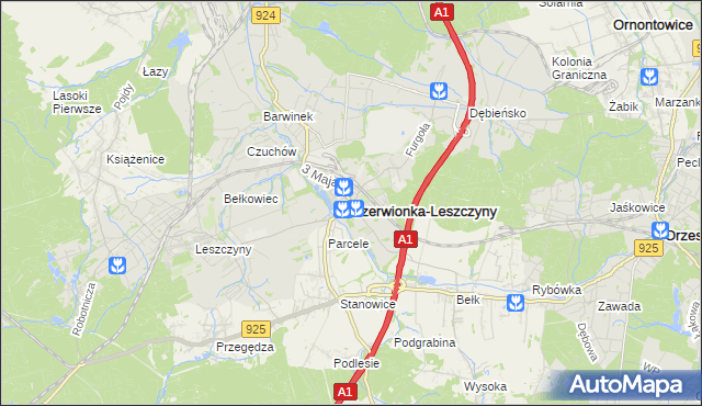 mapa Czerwionka-Leszczyny, Czerwionka-Leszczyny na mapie Targeo