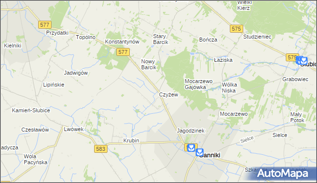 mapa Czyżew gmina Sanniki, Czyżew gmina Sanniki na mapie Targeo