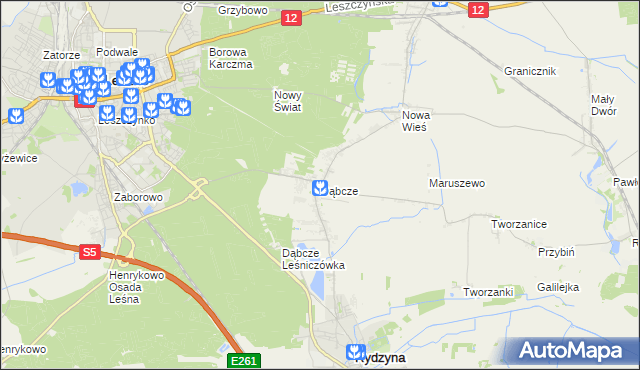 mapa Dąbcze, Dąbcze na mapie Targeo