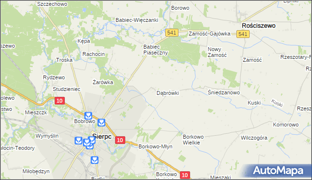 mapa Dąbrówki gmina Sierpc, Dąbrówki gmina Sierpc na mapie Targeo