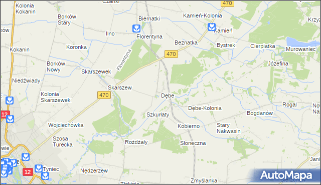 mapa Dębe gmina Żelazków, Dębe gmina Żelazków na mapie Targeo