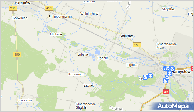 mapa Dębnik gmina Wilków, Dębnik gmina Wilków na mapie Targeo