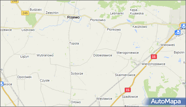 mapa Dobiesławice gmina Rojewo, Dobiesławice gmina Rojewo na mapie Targeo