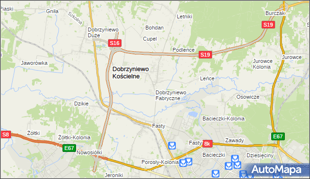 mapa Dobrzyniewo Fabryczne, Dobrzyniewo Fabryczne na mapie Targeo