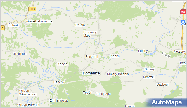 mapa Domanice-Kolonia, Domanice-Kolonia na mapie Targeo