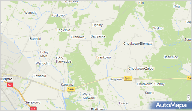 mapa Frankowo gmina Przasnysz, Frankowo gmina Przasnysz na mapie Targeo