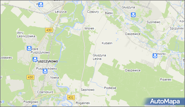 mapa Głuszyna Leśna, Głuszyna Leśna na mapie Targeo