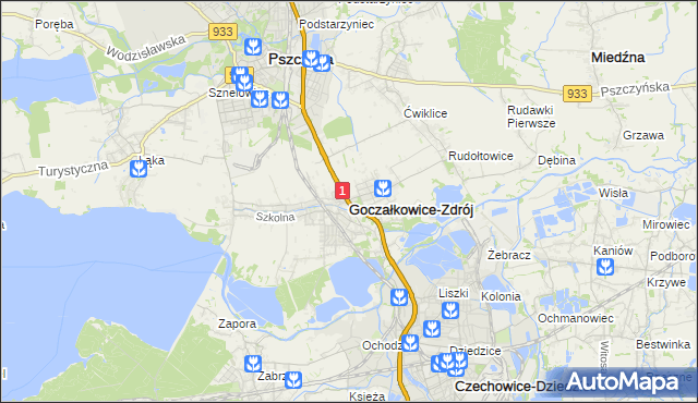 mapa Goczałkowice-Zdrój, Goczałkowice-Zdrój na mapie Targeo