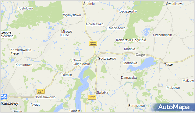 mapa Godziszewo gmina Skarszewy, Godziszewo gmina Skarszewy na mapie Targeo