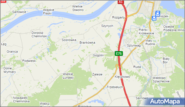 mapa Gogolin gmina Grudziądz, Gogolin gmina Grudziądz na mapie Targeo