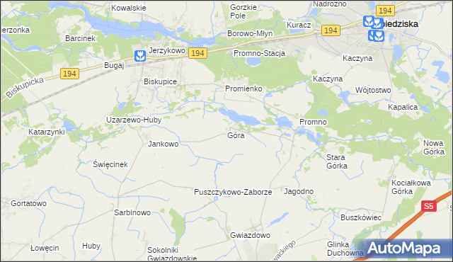 mapa Góra gmina Pobiedziska, Góra gmina Pobiedziska na mapie Targeo