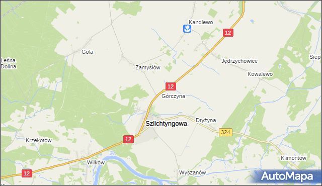 mapa Górczyna gmina Szlichtyngowa, Górczyna gmina Szlichtyngowa na mapie Targeo