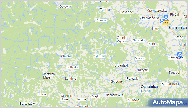 mapa Górniki gmina Ochotnica Dolna, Górniki gmina Ochotnica Dolna na mapie Targeo