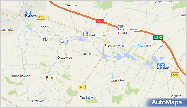 mapa Góry gmina Markuszów, Góry gmina Markuszów na mapie Targeo
