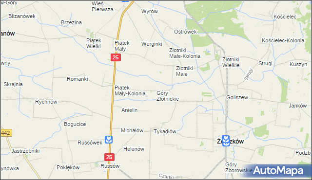 mapa Góry Złotnickie, Góry Złotnickie na mapie Targeo