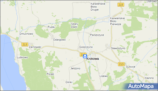 mapa Goszczyno gmina Krokowa, Goszczyno gmina Krokowa na mapie Targeo