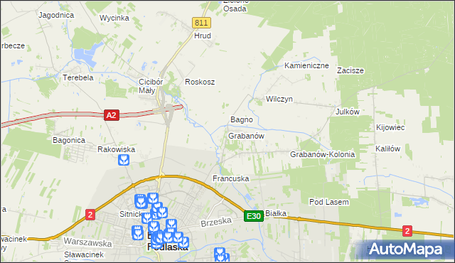 mapa Grabanów, Grabanów na mapie Targeo