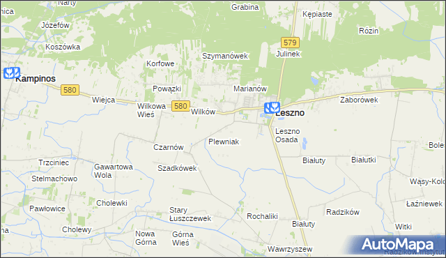 mapa Grądki gmina Leszno, Grądki gmina Leszno na mapie Targeo