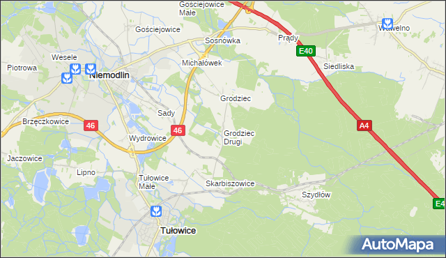 mapa Grodziec Drugi, Grodziec Drugi na mapie Targeo