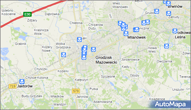 mapa Grodzisk Mazowiecki, Grodzisk Mazowiecki na mapie Targeo
