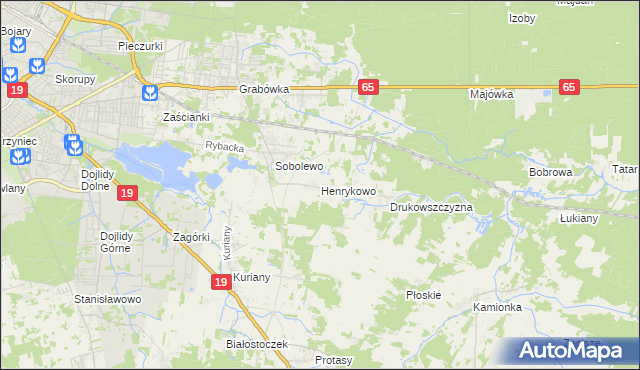 mapa Henrykowo gmina Supraśl, Henrykowo gmina Supraśl na mapie Targeo