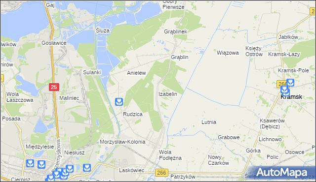 mapa Izabelin gmina Kramsk, Izabelin gmina Kramsk na mapie Targeo