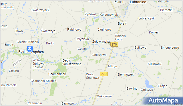 mapa Janiszewo gmina Lubraniec, Janiszewo gmina Lubraniec na mapie Targeo