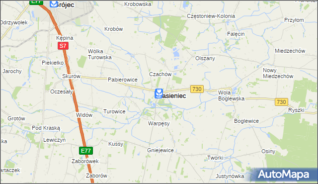 mapa Jasieniec powiat grójecki, Jasieniec powiat grójecki na mapie Targeo