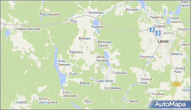 mapa Jasna Gwiazda, Jasna Gwiazda na mapie Targeo