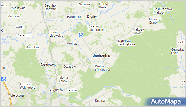mapa Jastrzębia powiat radomski, Jastrzębia powiat radomski na mapie Targeo