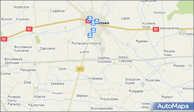 mapa Józefów Guzowski, Józefów Guzowski na mapie Targeo