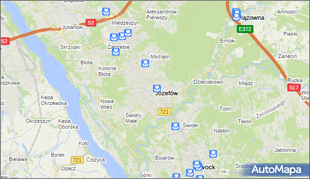 mapa Józefów powiat otwocki, Józefów powiat otwocki na mapie Targeo