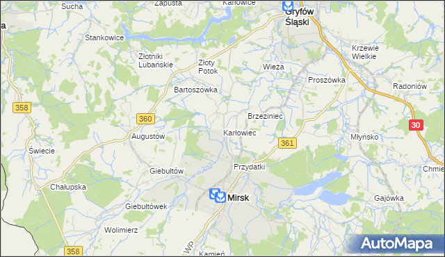 mapa Karłowiec, Karłowiec na mapie Targeo