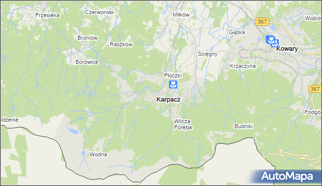 mapa Karpacz, Karpacz na mapie Targeo