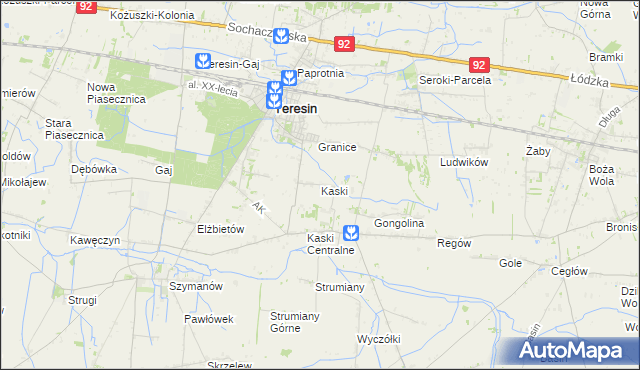 mapa Kaski gmina Baranów, Kaski gmina Baranów na mapie Targeo