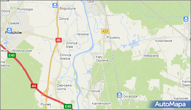 mapa Kąty Opolskie, Kąty Opolskie na mapie Targeo